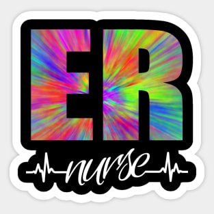 ER Nurse Heartbeat Tye Dye Sticker